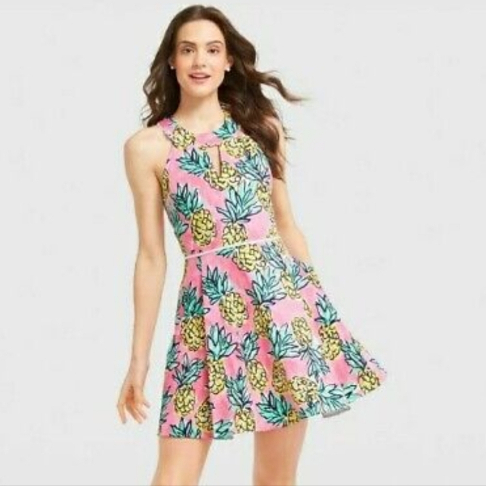 Draper James Pineapple Halter Pink Dress